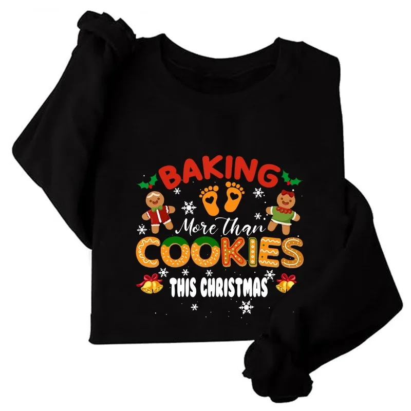 

Выпечка больше, чем печенье. Этот рождественский ветрозащитный и простой толстовка с круглым вырезом, теплый пуловер с длинными рукавами.