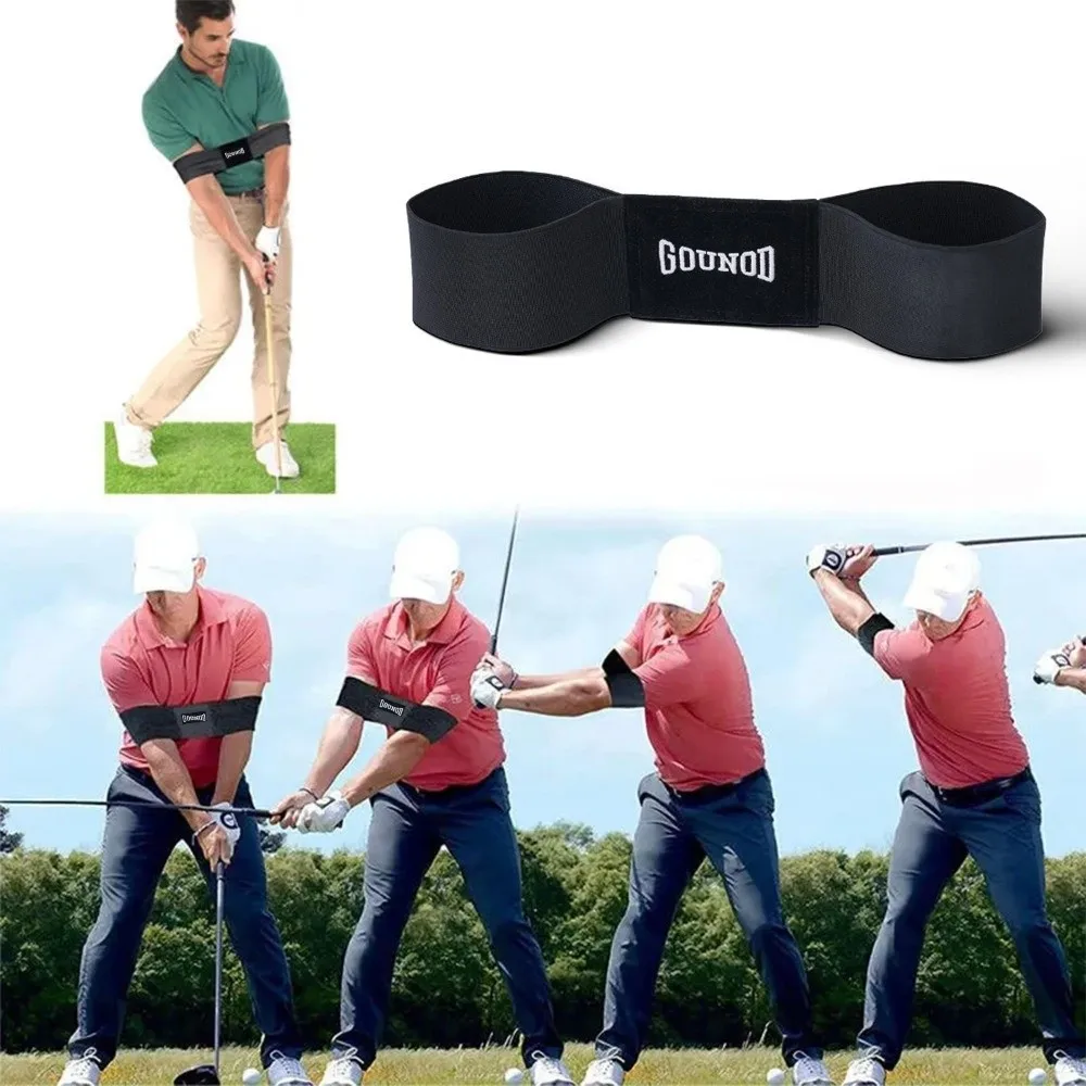 

Posture Correction Golf Swing Trainer Connected Arms Black Golf Training Aids Professional Elastic Strap Golf Posture Corrector