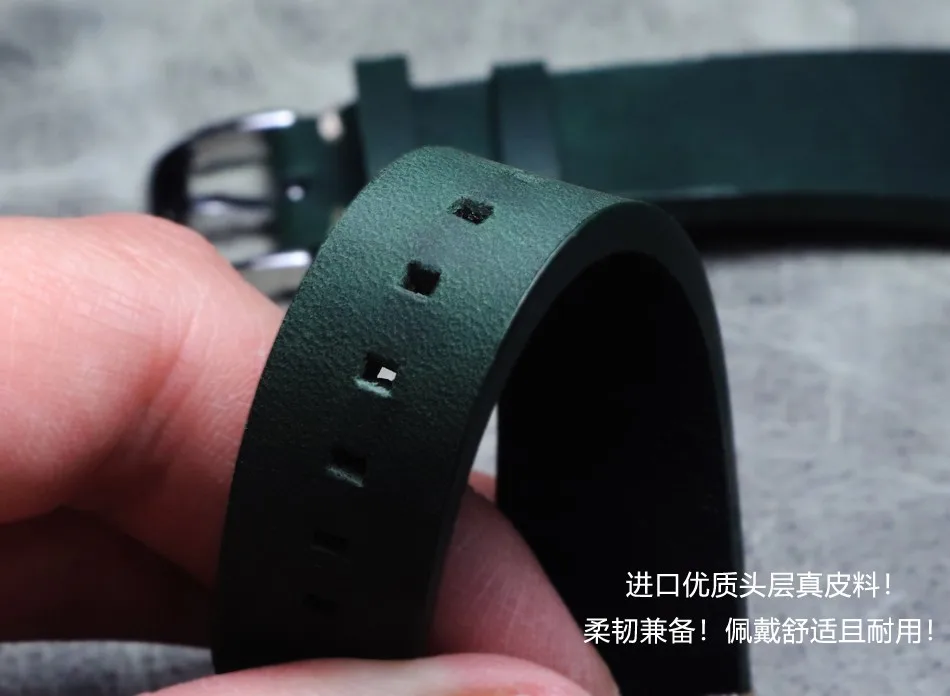 New Arrival Retro 20mm 21mm 22mm Leather Watch Strap Band Quick Release For Man Black Green Strap