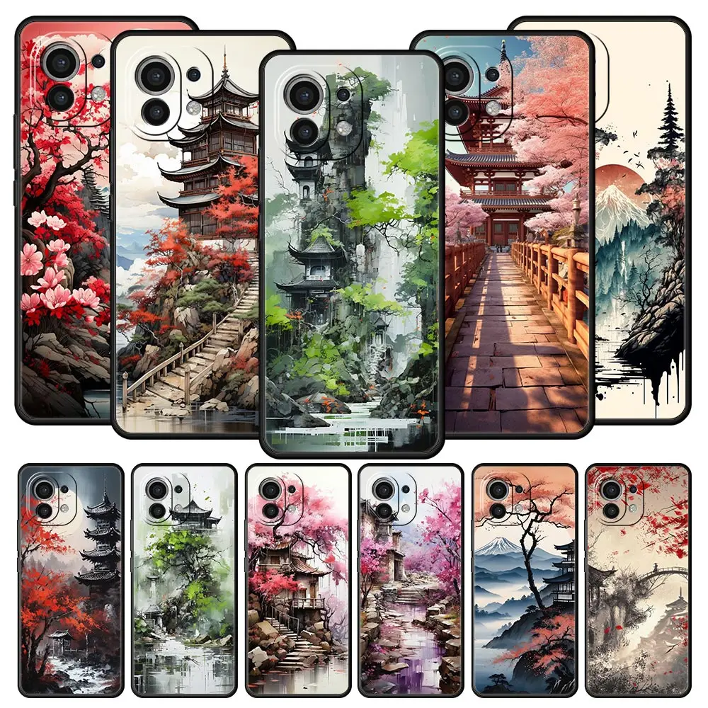 Phone Case For Xiaomi Mi 15 14 13 12 11 Lite 14T 13T 12T 11T Pro Poco X6 X5 M3 X3 Pro F5 F4 Ink and wash landscape painting