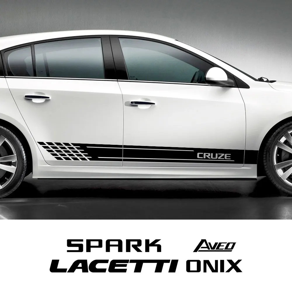 Pegatina lateral para puerta de coche, 2 uds., para Chevrolet AVEO BOLT Cavalier Colorado Corvette Cruze Lacetti Onix Orlando Silverado Spark Tahoe