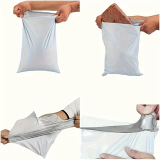 Double Layer White Silver Self Seal Poly Mailers 19 Pack, Durable Thick New PE Courier Bags, Two Size Options Multipurpose Pouch