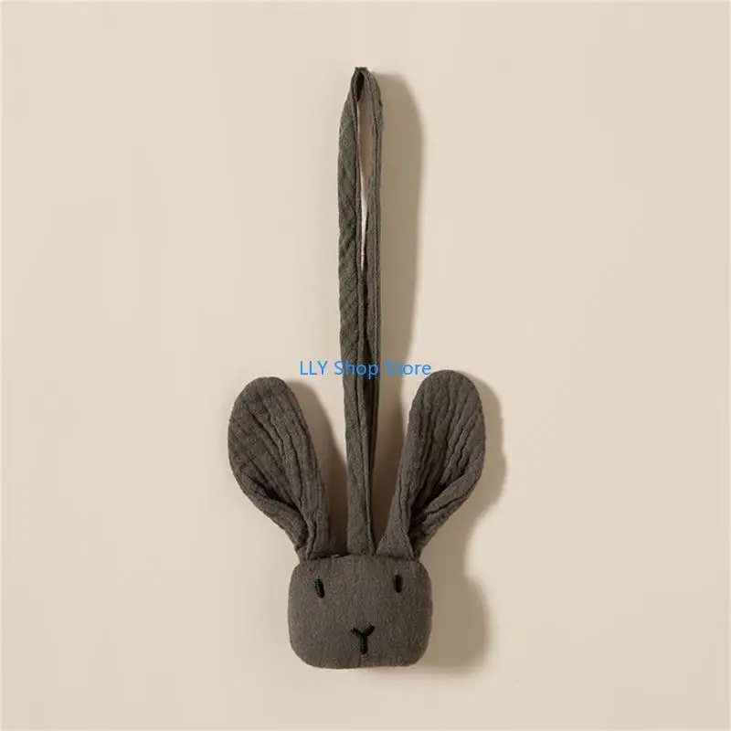 T8UD عربة أطفال لعبة معلقة من القطن لعربة الأطفال حديثي الولادة مشبك مصاصة على شكل أرنب صغير #4