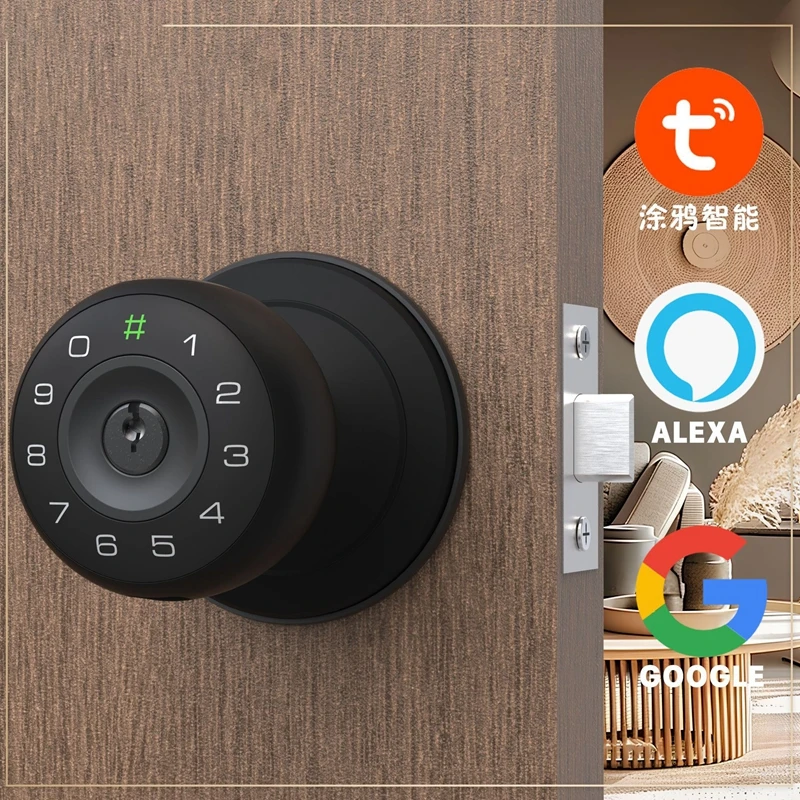 Imagem -05 - Tuya-fingerprint Inteligente Deadbolt Lock Senha Bluetooth Código de Madeira Eletrônico Ball Door Lock 3555 mm Espessura