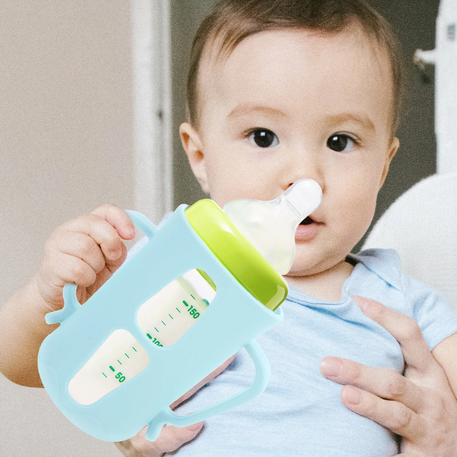 

1Pcs Baby Milk Bottle Silicone Sleeve Cartoon Design Handles Feeding Bottle Protector Anti-Scald Cover Durable Silicone