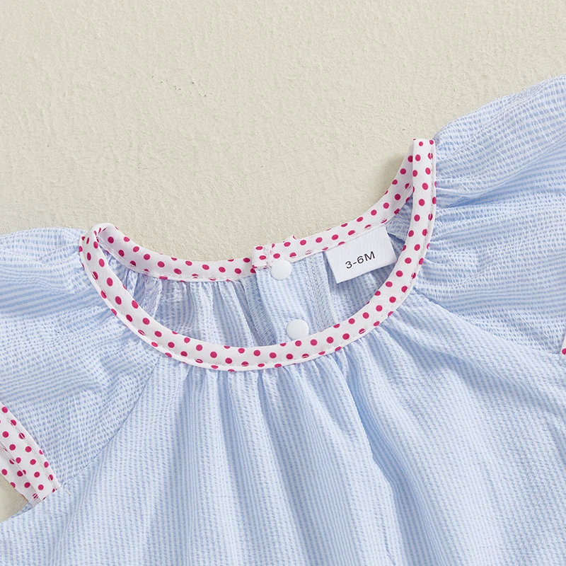 

Adorable Toddler Girls Summer Set with Cherry Patch Pockets Flutter Sleeves Top and Elastic Waist Dot Print Shorts - Stylish