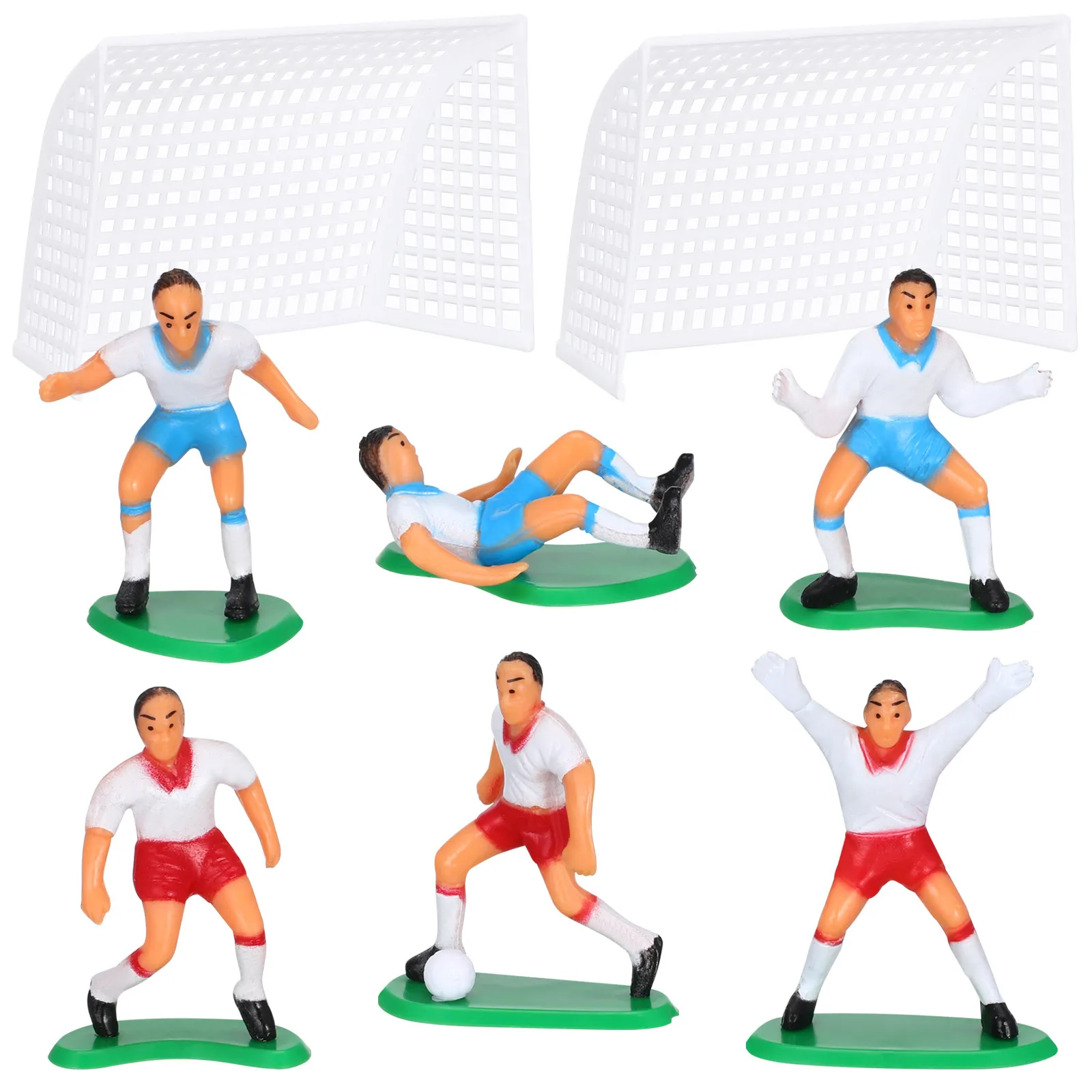 8Pcs Football Cake Topper Soccer Player Set Includes 6 Figures 2 Goals Football Birthday Party Decor Soccer Cake Topper - view 3