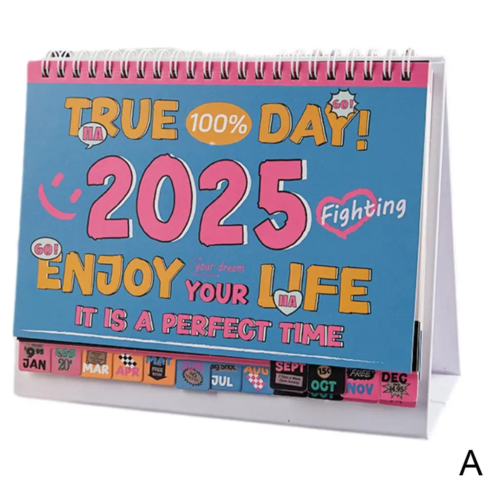 Desktop Calendar Self-Probe Punch Card, para fazer a lista Planner, Casa e material de escritório, K2b1, 2025