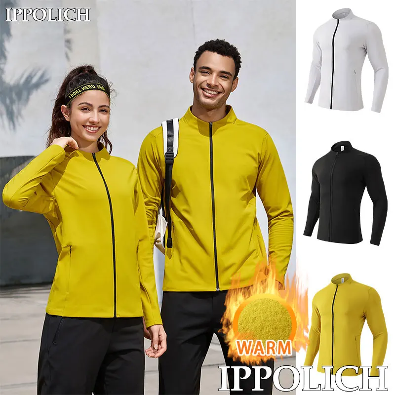 Unisex Thin Fleece Sport Stand Collar Coat Comfortable Soft Solid Color Sport Coat Casual Sport Running Gym Jacket Autumn Winter