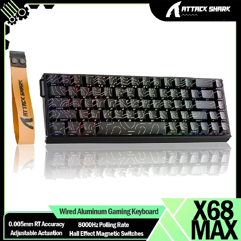 

Новая игровая клавиатура ATTACK SHARK X68MAX с быстрым откликом, проводная, алюминиевая, точность отклика 0,005 мм, RGB, магнитные переключатели на основе эффекта Холла, 8 кГц