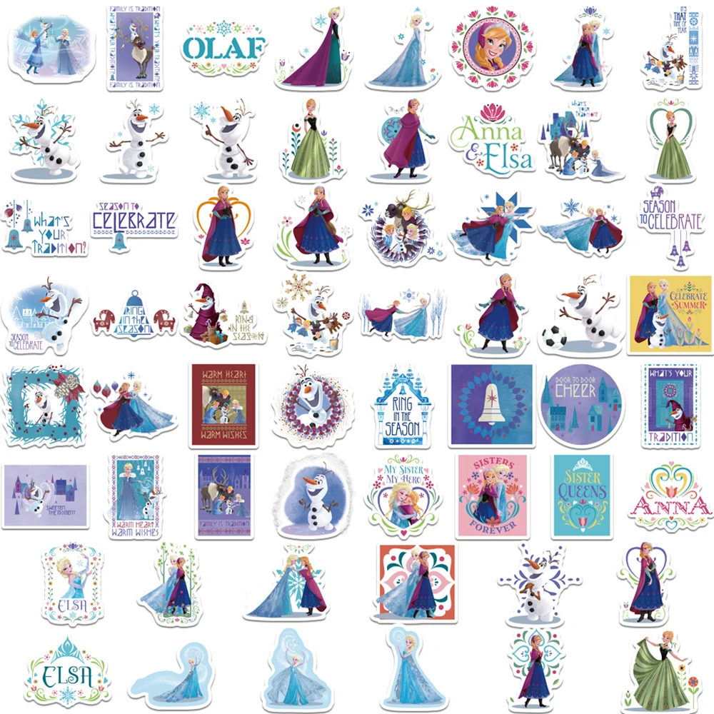 10/30/50PCS Disney Frozen Princess Elsa Cartoon Sticker DIY Phone Laptop Luggage Skateboard Graffiti Decals Fun for Kid Gift