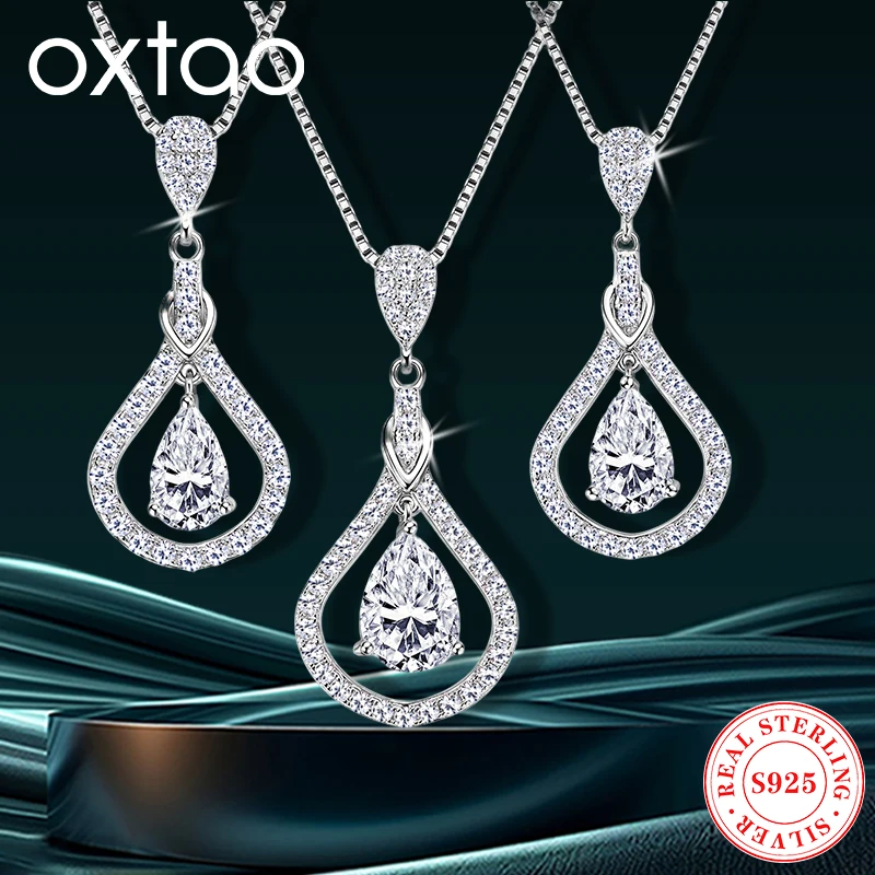 

OXTAO GRA Certified Pear Cut Classic Water Droplet Pendant Necklace 925 Silver D Color Moissanite Diamond Ladies Jewelry Gift
