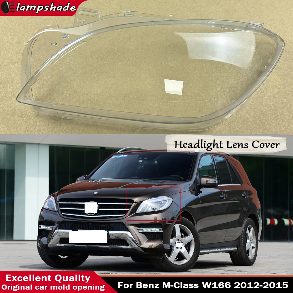 

For Benz M-Class W166 ML300/350/400/450/500 2012-2015 Headlight Shell Transparent Lampshade Headlamp Cover Lens Plexiglass