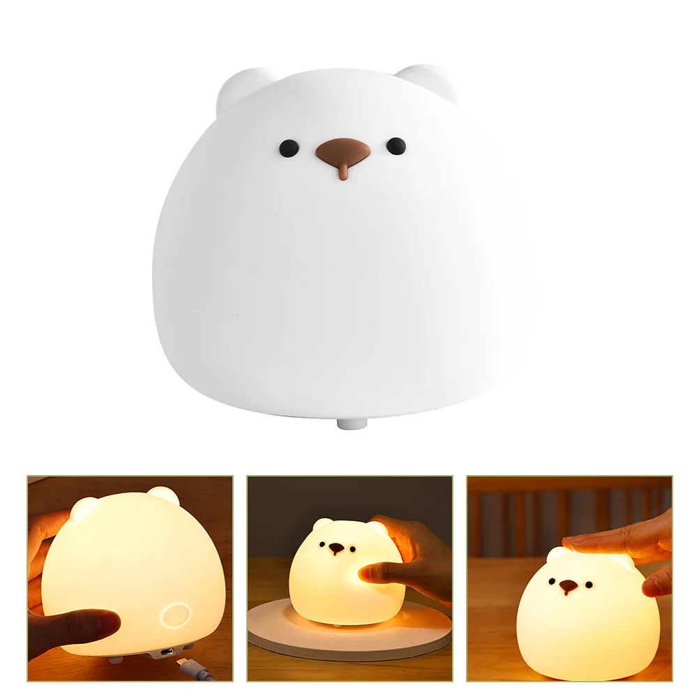 

Portable Rechargeable Bear Night Light Small Desk Lamp Cartoon Shape Kids Bedroom Nursing Light Silica Gel Toddler Gift