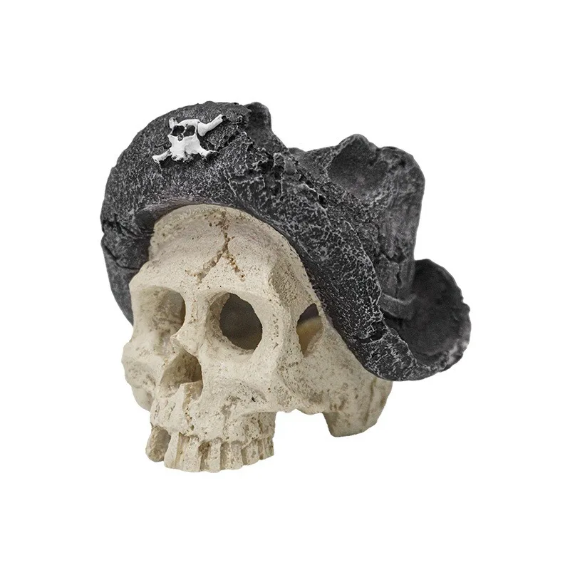 

Resin Skull Hideout Ornament for Reptile Tank Fish Aquarium Terrarium Decoration Creepy Pet Shelter Cave Halloween Decor Prop