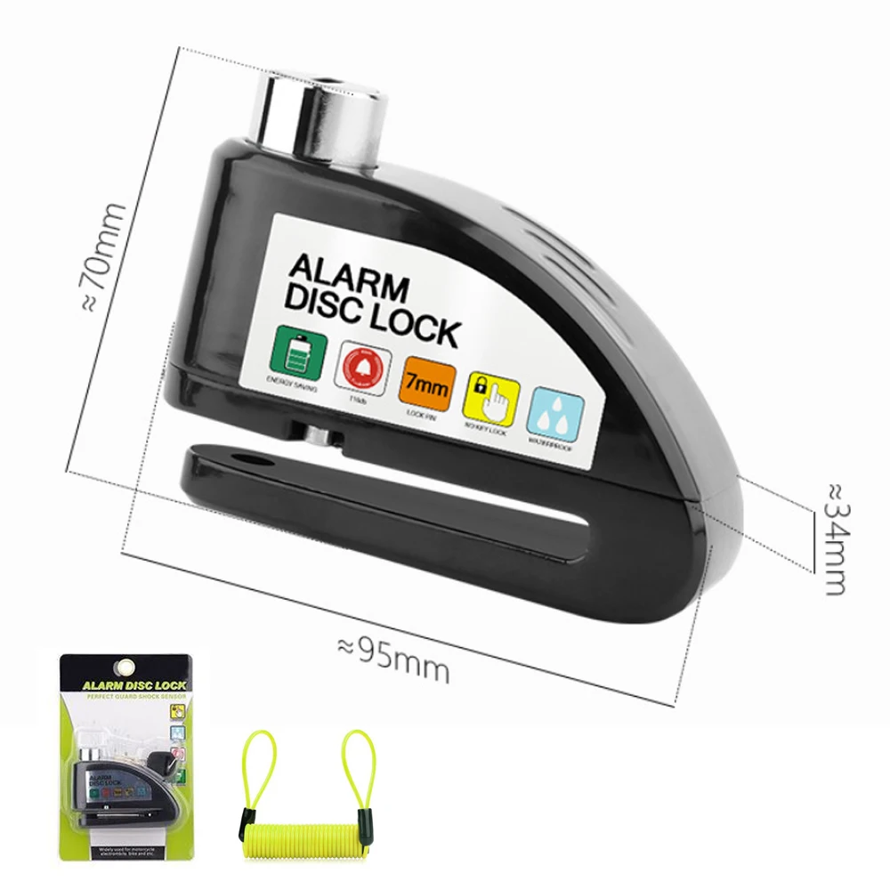 Bicycle Motorcycle Alarm Lock Wheel Disc Brake Lock Motorbike Scooter Waterproof Anti-theft Aluminum Alloy Security Brakelock - view 6