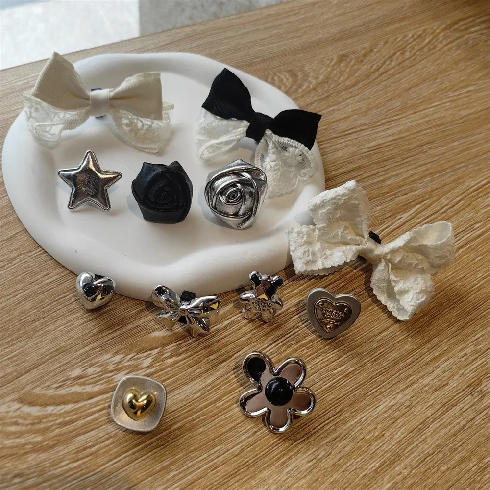 1 قطعة مقاطع أربطة الحذاء الموضة الجديدة مشبك الزينة مشبك حذاء للأحذية الرياضية الجلود ارتفع القوس القلب الأحذية السحر إكسسوارات أحذية