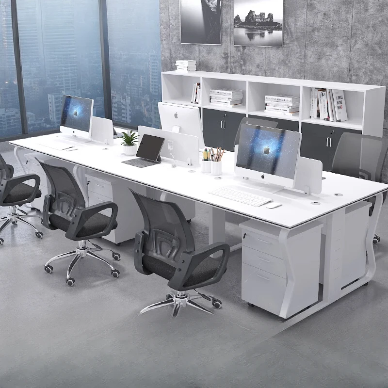 

European Unique Office Desk Modern Reception Bookshelf Floor Office Desk Secretary High Quality Metal Escritorio Furniture