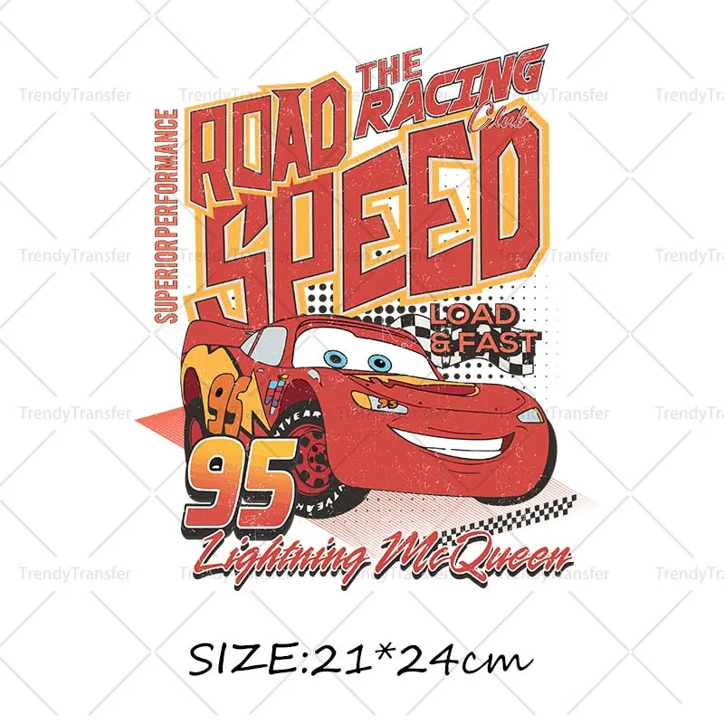 Cars 95 Lightning McQueen Iron on Decals for Clothes Heat Press Transfers Patches Iron on Tshirts