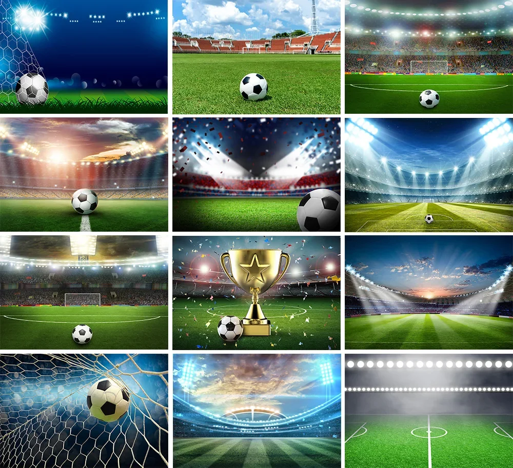 خلفية كرة القدم استوديو الصور ملعب كرة القدم خلفية التصوير الفوتوغرافي للأطفال الصغار الصبي حفلة عيد ميلاد فوتوزون