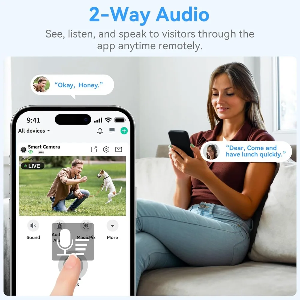 كاميرا مراقبة مغناطيسية كشف حركة AI لاسلكي، فيديو 2K HD، يعمل بالبطارية، سهولة الإعداد، صوت ثنائي الاتجاه #2