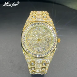 Gold Watch For Men Diamond Iced Out Hip Hop Stylish Quartz Watches For Male MISSFOX Brand Heavry Waterproof Wristwatches Summer