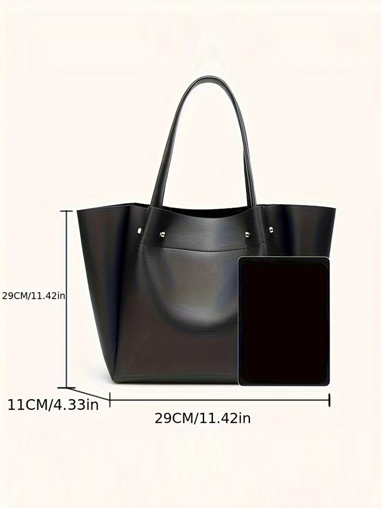 Largecapacity Pleated Tote Bag Shopping Bag 2024 New Portable Handbag Advanced New Pu Leather One-Shoulder Tote Handbag image 6