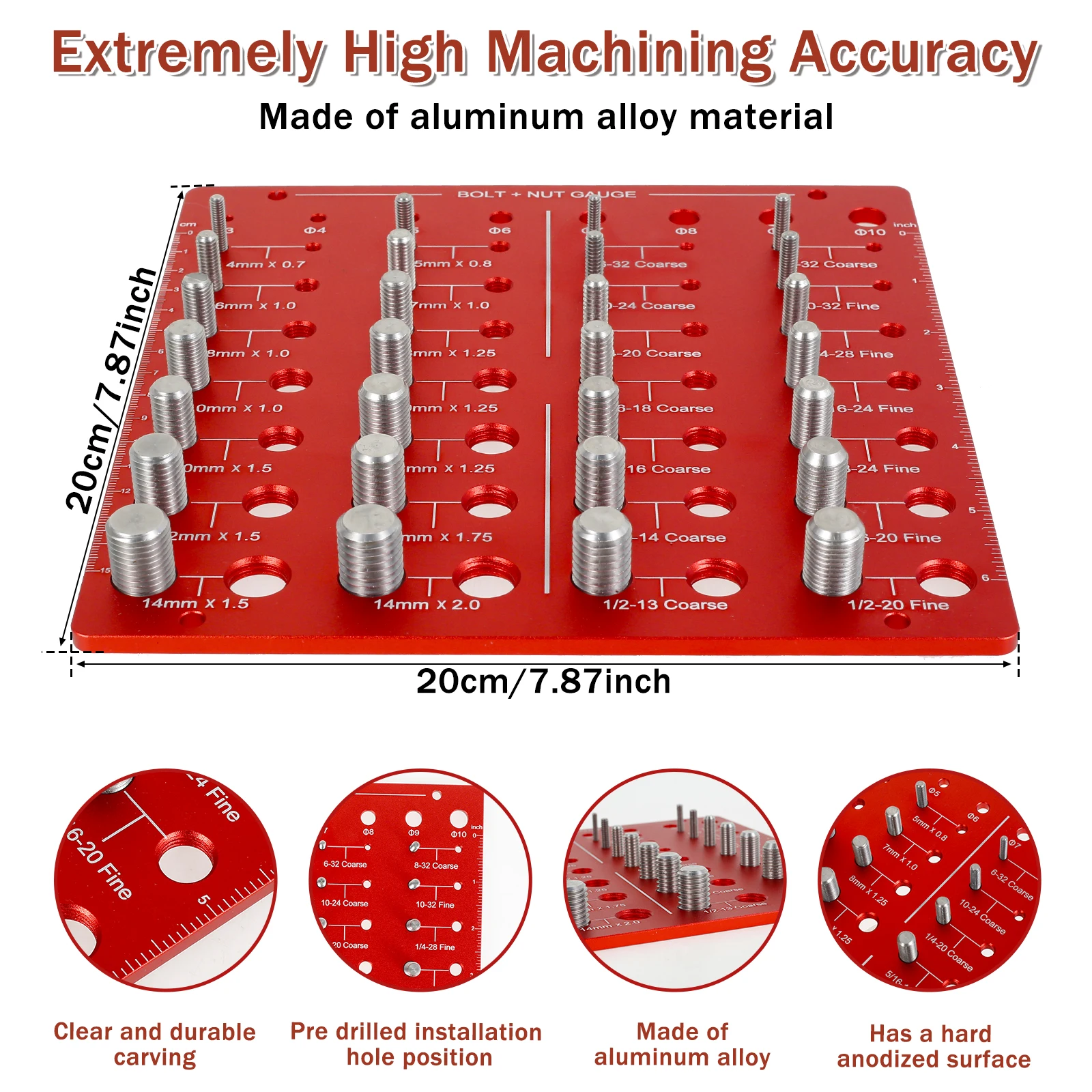 Thread Checker 44 Sizes Nut and Bolt Thread Checker Thread Pitch Gauge Precise Thread Identifier Gauge Imperial/Metric Measuring