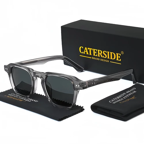 Imagen 2 del producto CATERSIDE gafas de sol polarizadas cuadradas para hombre, gafas de sol Retro con montura grande de acetato para mujer, gafas de sol Punk para conducir al aire libre, gafas de viaje UV400