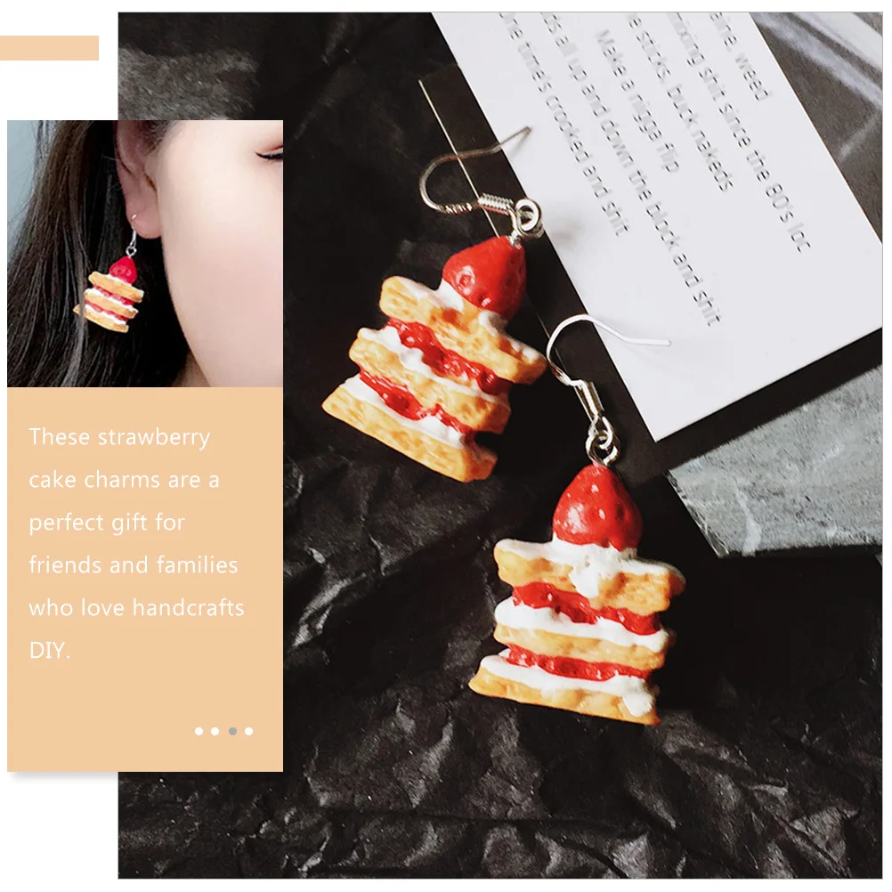 

20pcs Strawberry Cake Charms Sweet Food Charms For Earring Bracelet Making Jewelry Accessories Kawaii Diy Charm Bracelet Kit