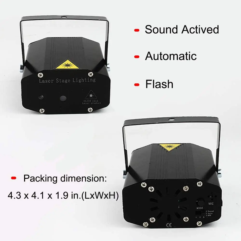 1 PC Protable R & G Party Light Sound Activated Strobe Lamp Stage Effect Laser Light Show proiettore di illuminazione per Home Bar KTV