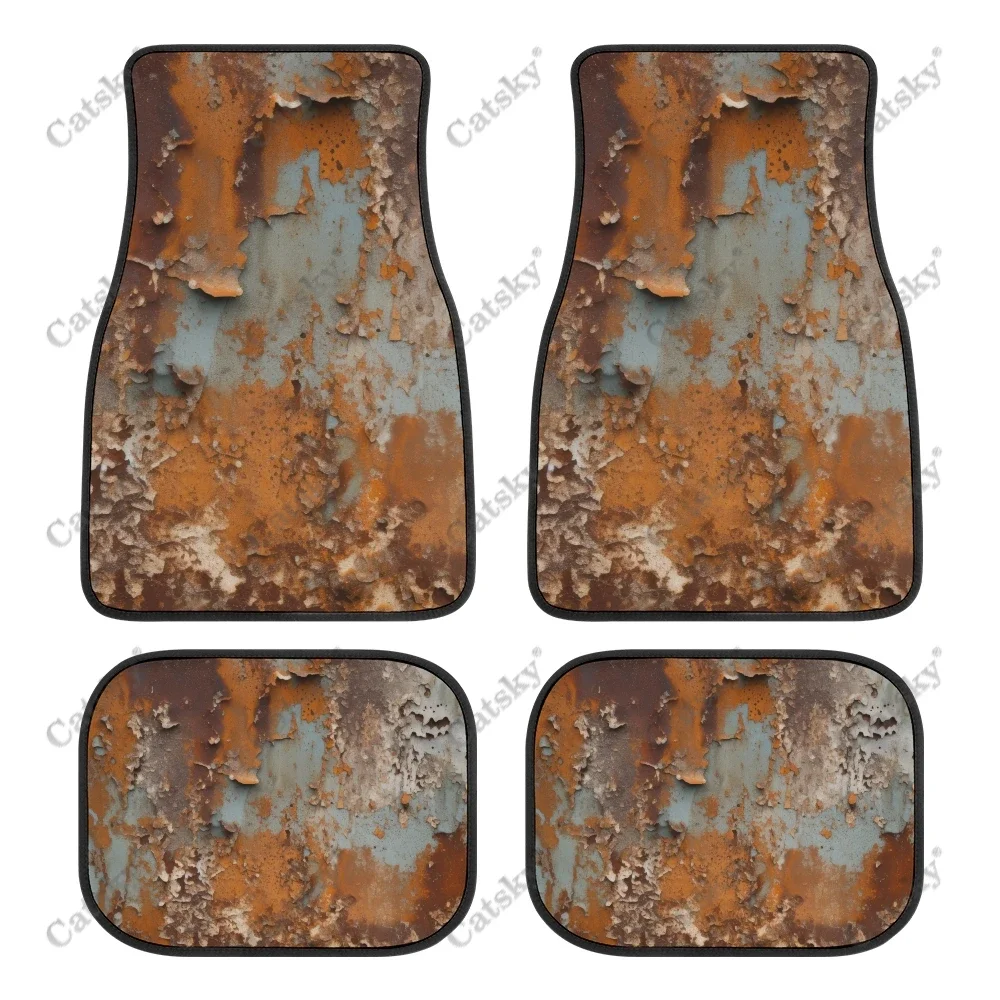 Rusty Metal Plate with Stained Auto Floor Mats Carpet, Customized Car Floor Mats All Weather Automotive Floor Pad for Stylish