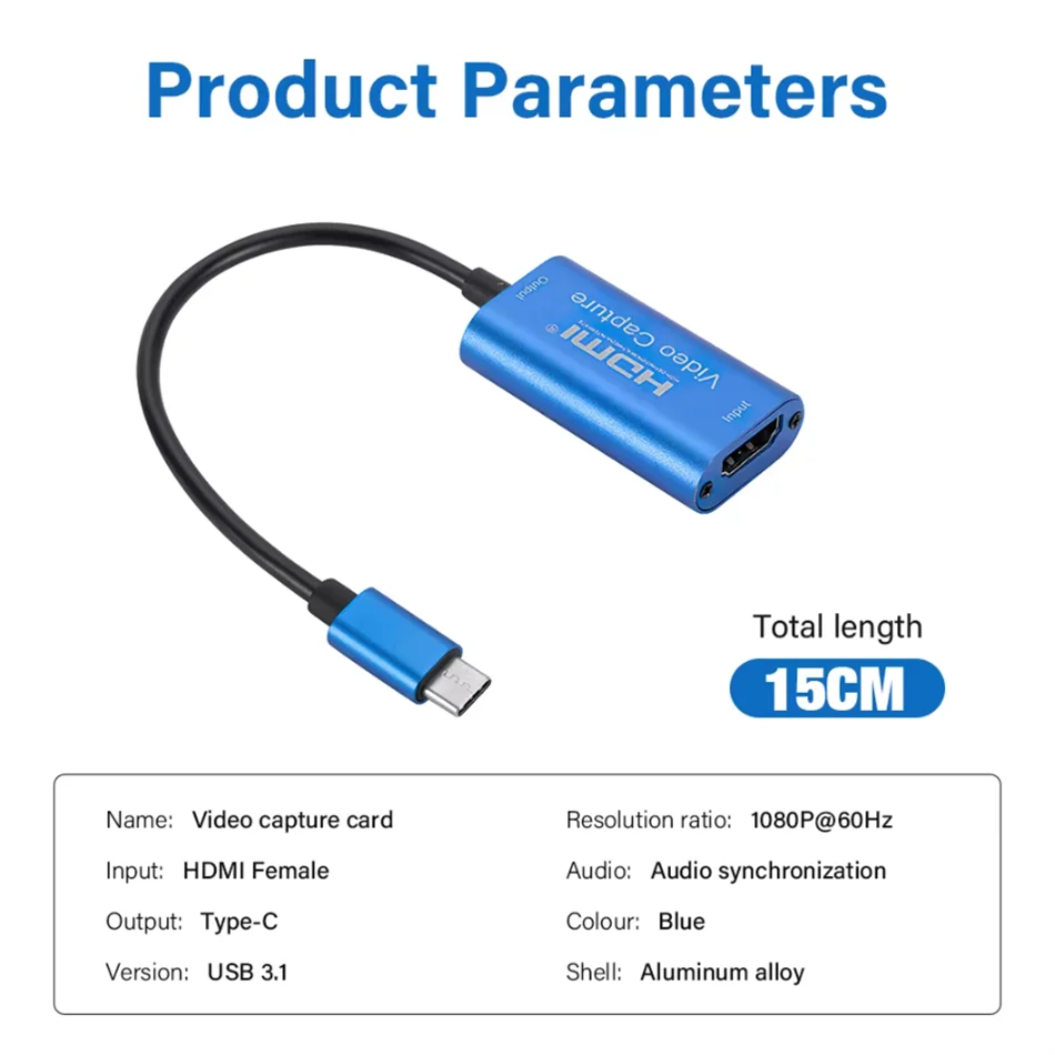 Video Capture Card USB 3.0 HD 1080P Type C HDMI-compatible Micro USB Video Grabber Record for Camera Live Broadcast Camera image 6