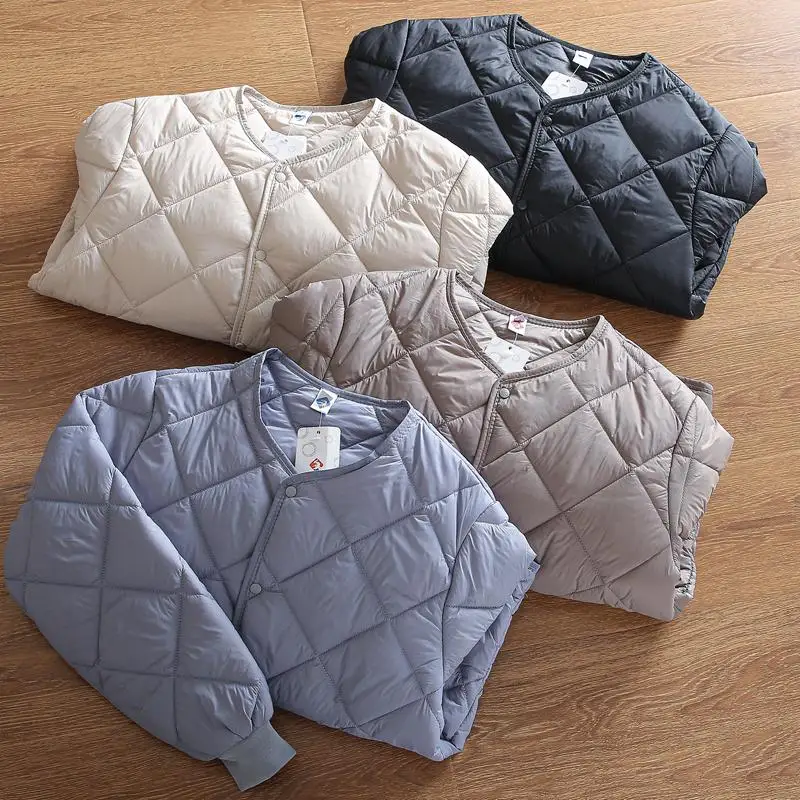 

Loose Diamond Pattern Quilted down Cotton Jaet Men's Winter Casual Windproof Warm Cotton Coat Couple Sle Faion Urban