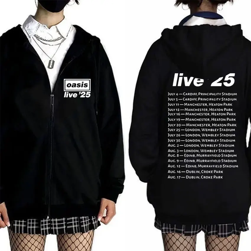 

Rock Band O-Oasis Live 2025 Tour Zipper Hoodie Men Women Clothing Casual Oversized Zip Up Hoodies Man Fashion Vintage Jacke Coat