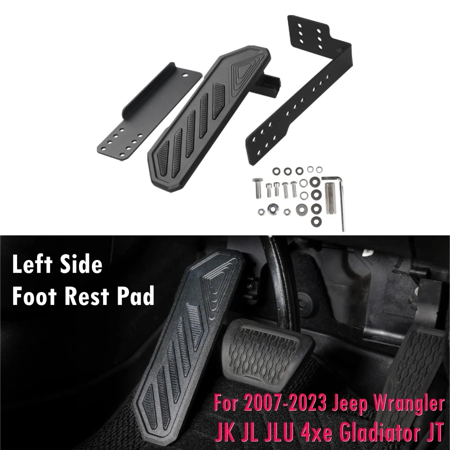 Dla 2007-2023 Jeep Wrangler JK JL JLU 4xe Gladiator JT Dead Pedal Foot Rest Pad Left Side Kick Panel Anti-Slip No Drilling