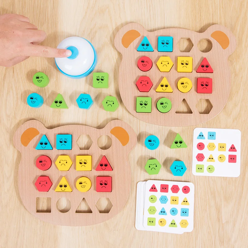 Montessori Wooden Toys Colorful Bear Shape Table Top Battle Game Cute Animal Puzzle Early Education Sensory Toys For Children