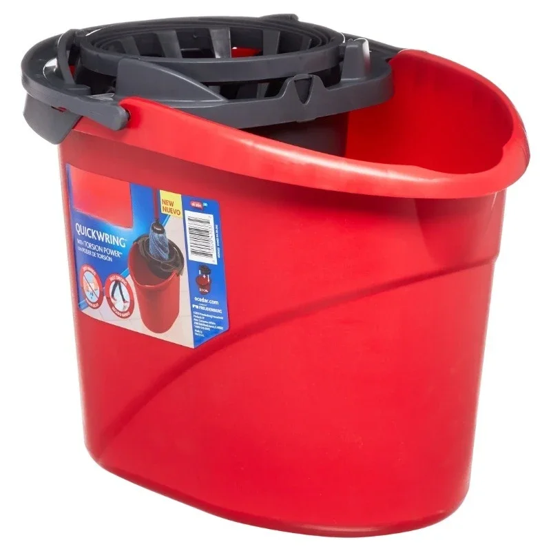 

Tool QuickWring Bucket, 2.5 Gallon Mop Bucket with Wringer, Red