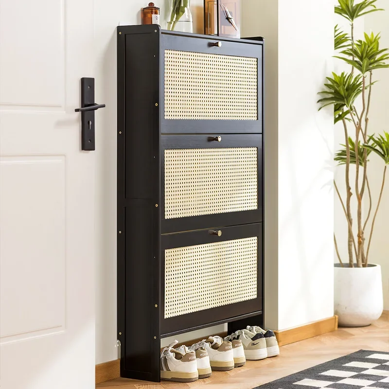 Household shoe cabinet door economical simple modern storage cabinet narrow large capacity tipping bucket small shoe rack