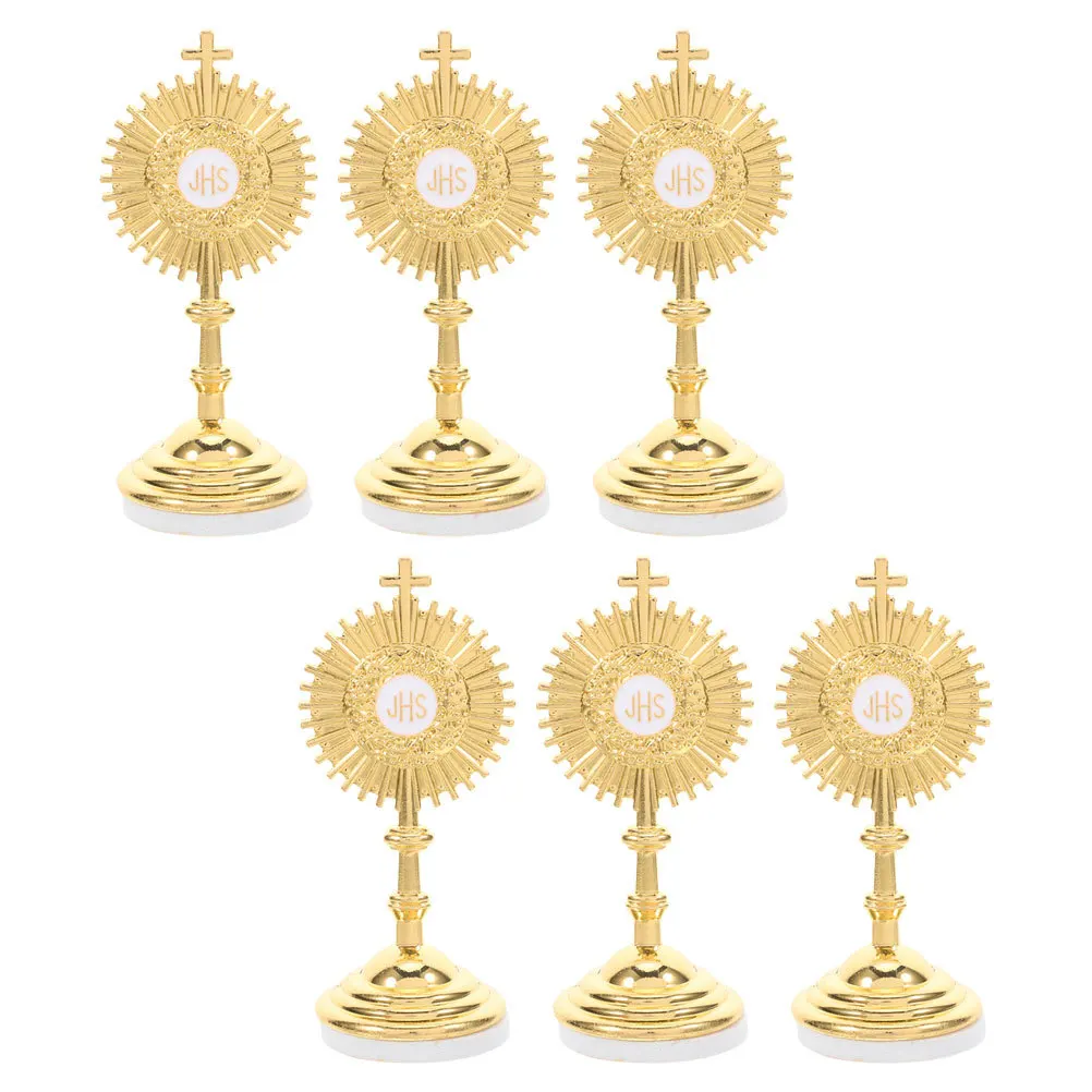 

6Pcs Catholic Cross Decoration - Metal Religious Statue for Home Spiritual Centerpiece Tabletop Christian Decor Faith-Inspiring