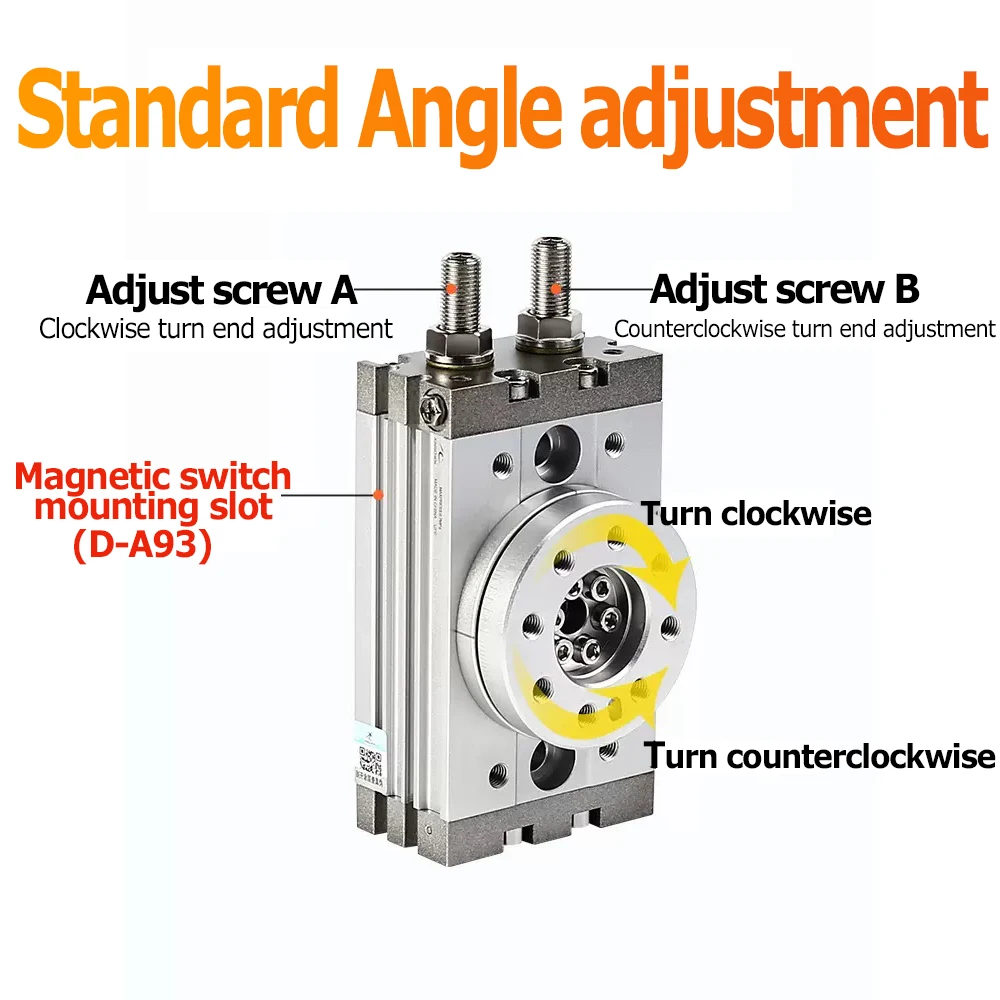 Imagem -03 - Cilindro Pneumático Giratório Ajustável Graus de 0190 ° Msqb Hrq Msqb-10a 20a 30a 50a 10r 20r 30r 50r