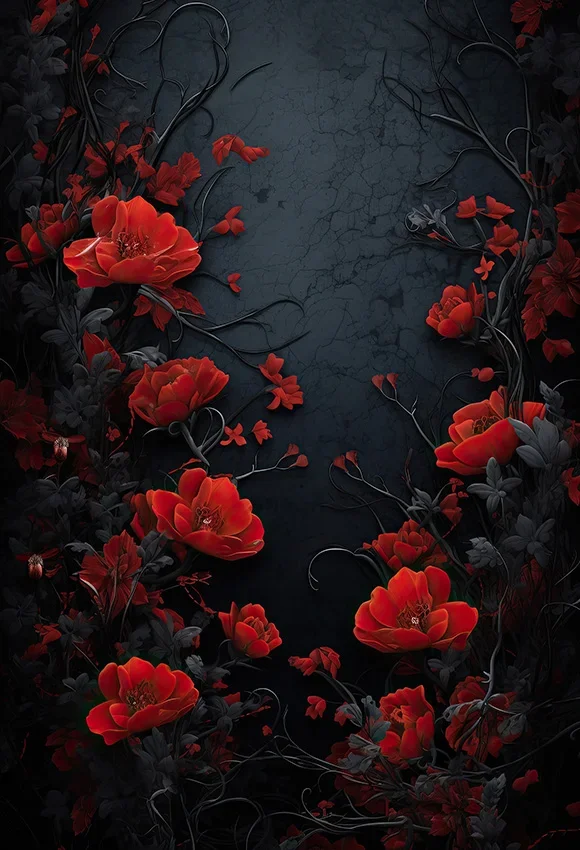 Mehofond Fotografie Achtergrond Retro Rode Bloemen Volwassen Verjaardagsfeestje Bruiloft Moederschap Portret Decor Achtergrond Fotostudio