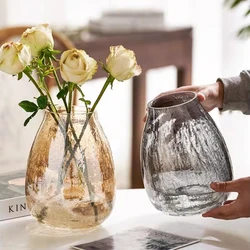 Lucite 아이스 플라워 유리 꽃병, 투명 꽃병, 집 장식, 미국 거실 장식, 꽃병 장식품