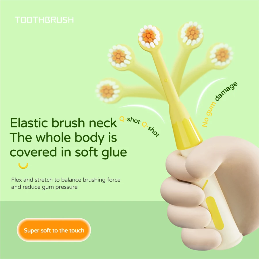 10 عبوات من فرشاة الأسنان ذات الشعيرات الناعمة للأطفال هدية عيد الميلاد مكونة من قطعتين برأس فرشاة صغيرة ناعمة على شكل رسوم كرتونية