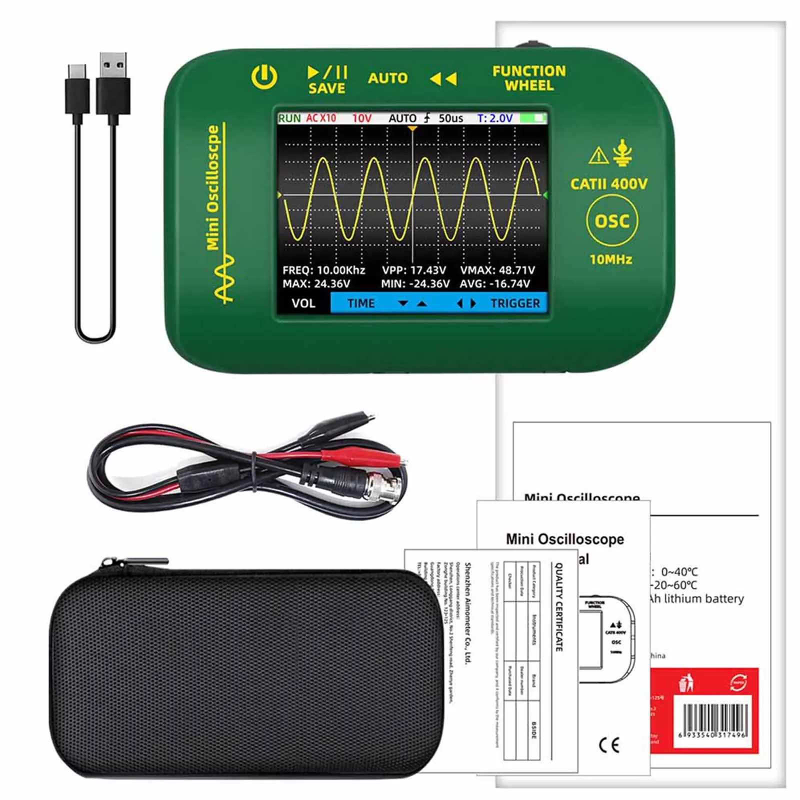 

Miniature Digital Oscilloscope Featuring USB Connectivity 10M Bandwidth and Easy Access to Waveform Data Analysis Tools