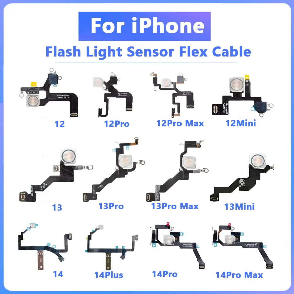 

LED Flash Flex Cable For iPhone 12 13 14 Pro Max Plus Mini Light Sensor Proximity Flex Cable Flash Light Flex Cable