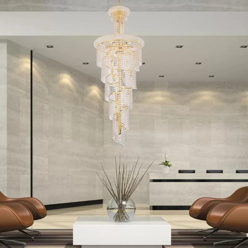 Modern Foyer Crystal Chandelier for living room Luxury Home Decor Gold Cristal Lustre Staircase Ceiling Light