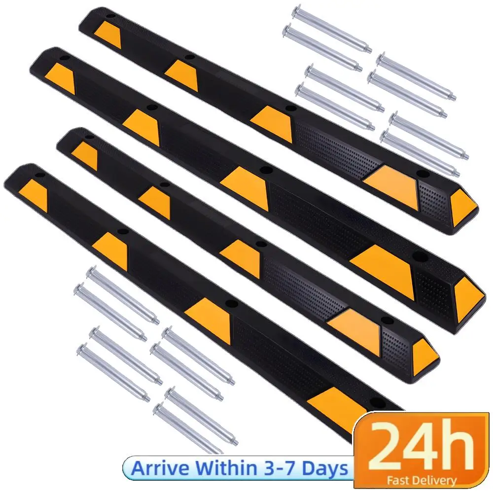 

Ограничитель для колес 72 дюйма с желтыми светоотражающими полосами, высоковидимые блоки для шин с креплением на болтах для дома, стены, подъездной дорожки