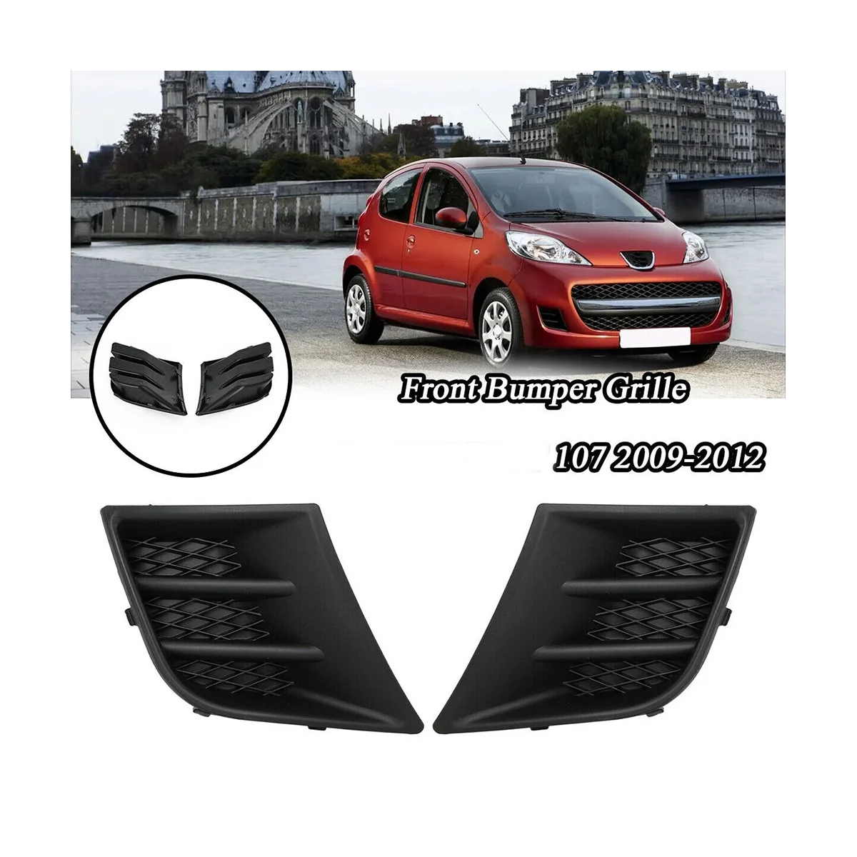 Front Bumper Fog Grille No Light Hole Left Right Side 7422A8 7422A9 for Peugeot 107 2009-2012