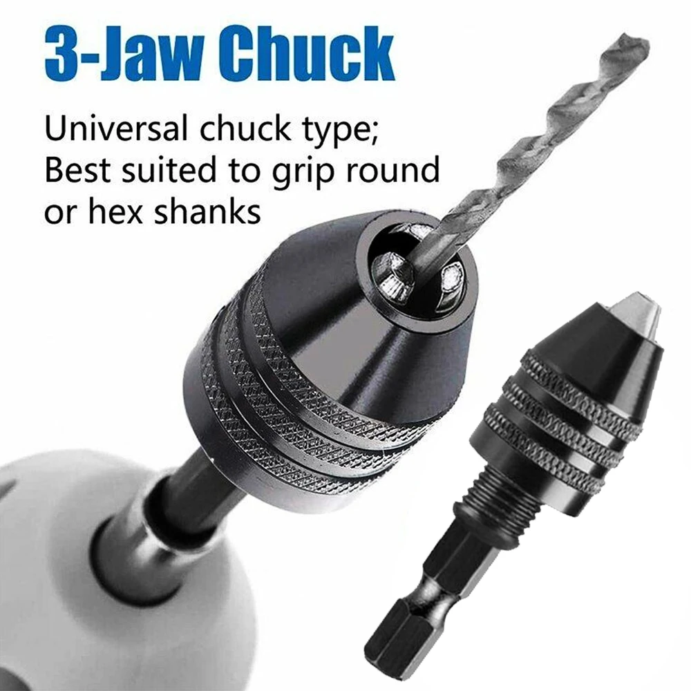 6.3mm Hex Shank Quick Change Keyless Drill Bit Chuck Hex Shank Adapter 0.3-3.6mm 1/4